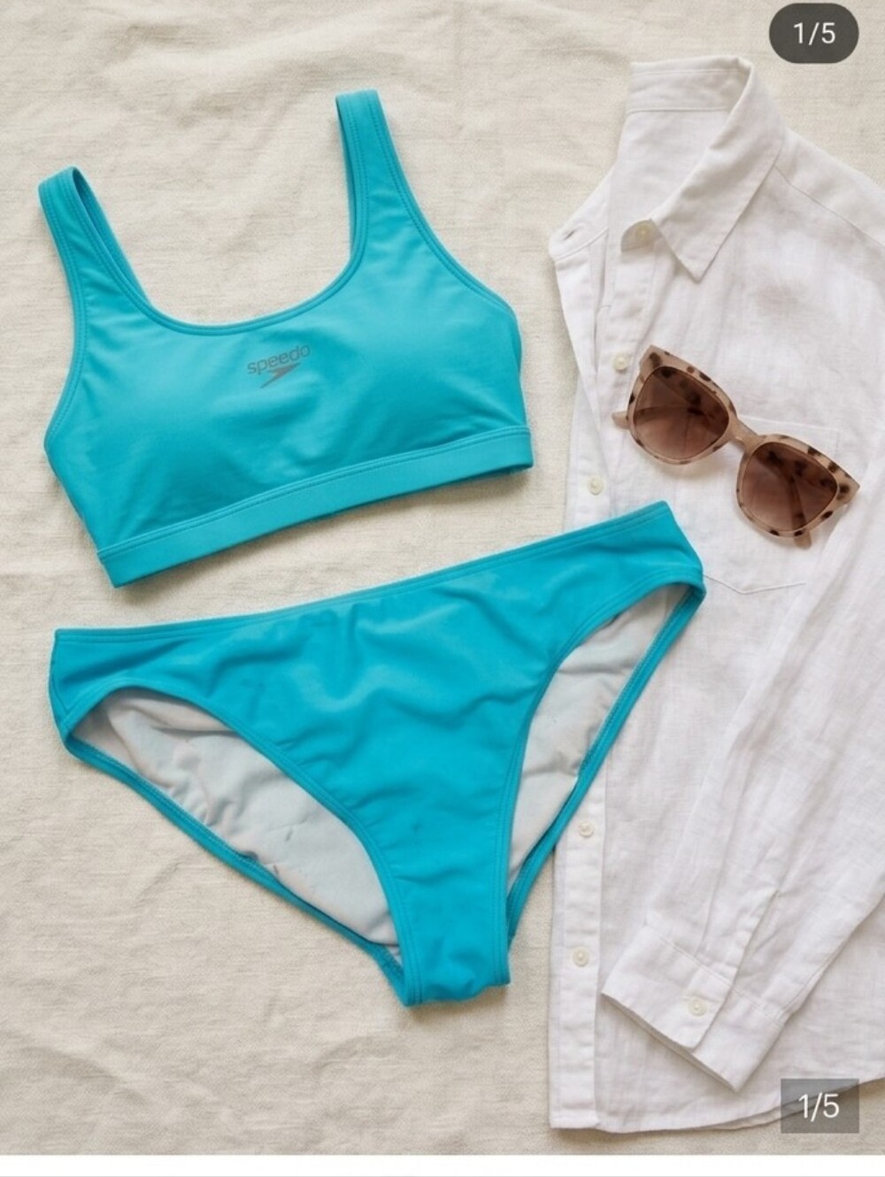 SPEEDO - Woman's Turquoise Blue Swimsuit Bottom Size 16 Two Piece Bikini Bottom